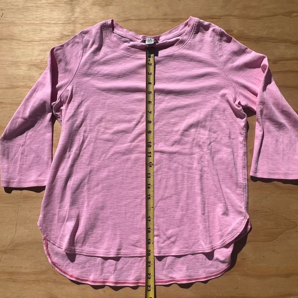 Tommy Bahama Womens Pink Slub Knit 3/4 Sleeve Curved Hem Top Large - Picture 1 of 5